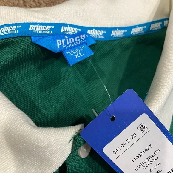 Prince Pickleball Polo Shirt White Blue Yellow Color Block Striped Men Size XL - Picture 3 of 4